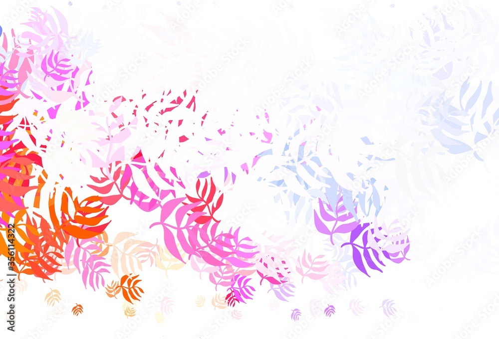 Light Blue, Red vector natural background with leaves.