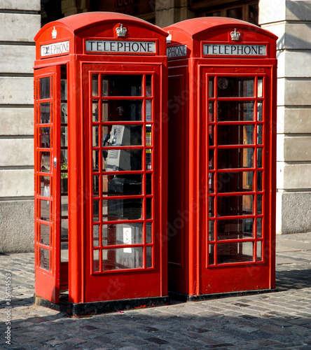 Red Telephone boxes in London  uk