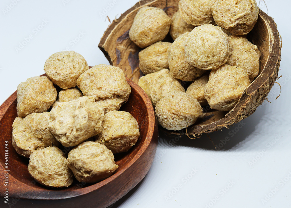 Raw Soya Chunks Isolated on White Background Raw Soya Chunks Isolated on White Background