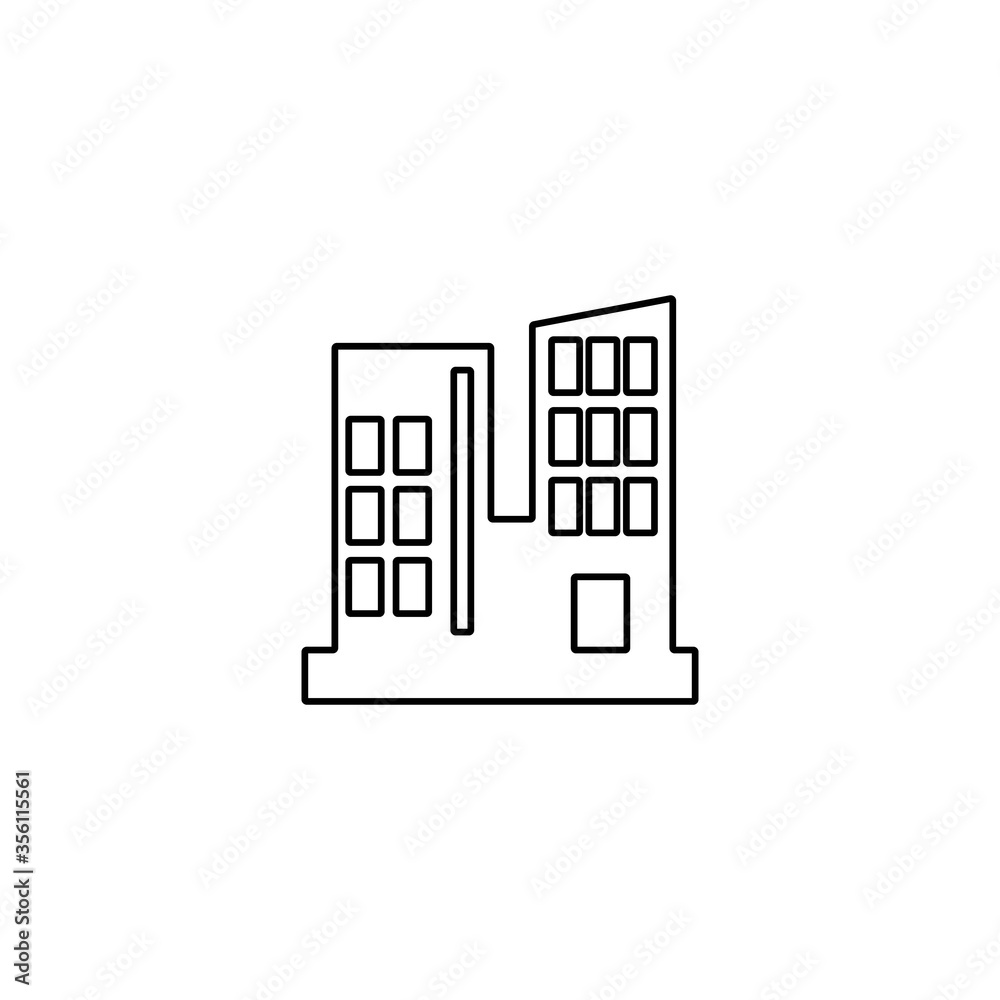 Office building sign icon on white background. Business plaza symbol.