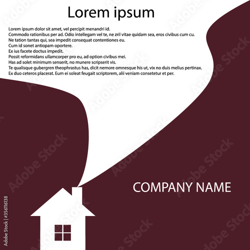 House vector illustration with smoke coming from chimney. Illustration of dwelling for real estate concepts
