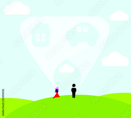 happy family  dreaming of future wealthy life