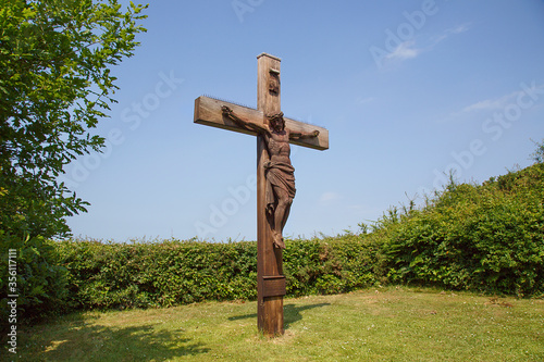 Cross of Calvery on the Holy Island of Caldey. The Cistercian monks of Caldey continue a tradition which began there in Celtic times.  photo