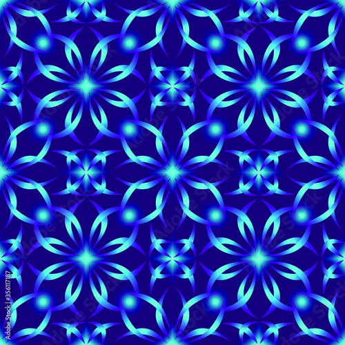 Seamless endless repeating multicolored bright ornament of different colors on combined background