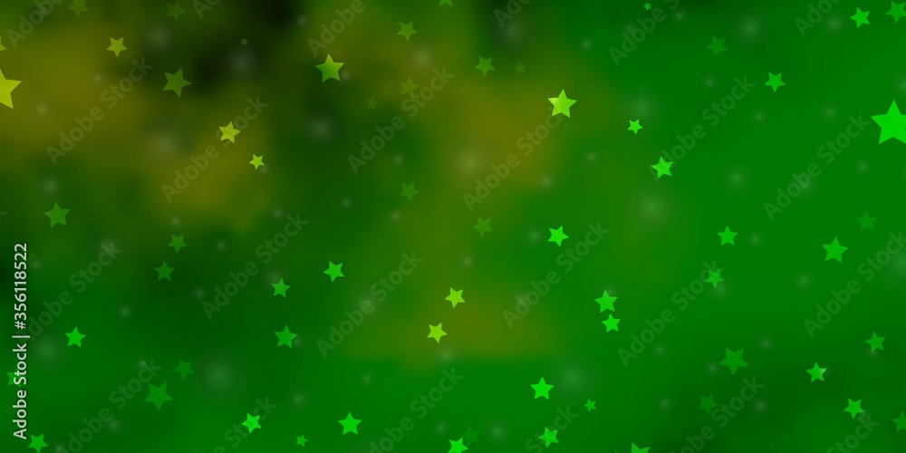 Light Green, Yellow vector background with small and big stars. Colorful illustration in abstract style with gradient stars. Pattern for websites, landing pages.