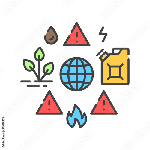 Lack natural resources color line icon. Overconsumption. Environmental problems. Sign for web page, app. UI UX GUI design element. Editable stroke