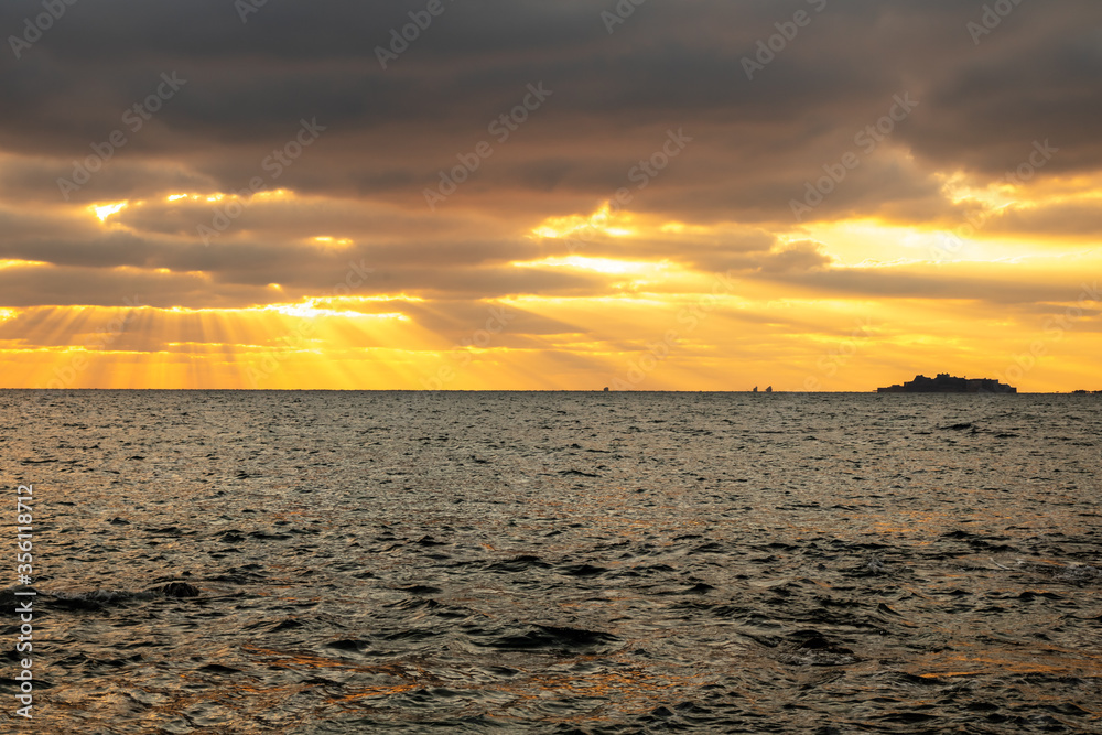 Naklejka premium 長崎の世界遺産 軍艦島