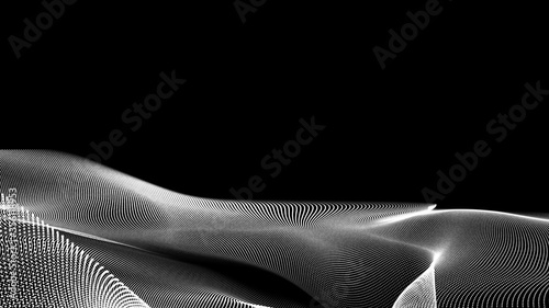 Fototapeta Naklejka Na Ścianę i Meble -  Dot white black wave technology texture background. Abstract big data digital concept. 3d rendering.