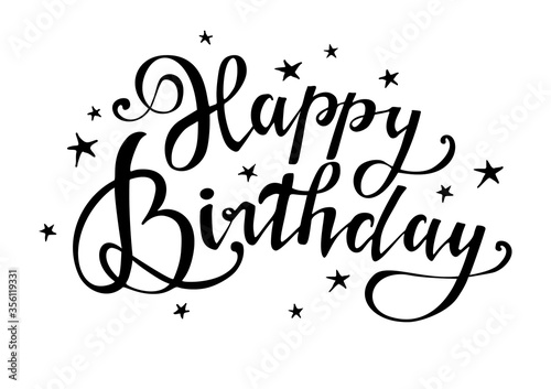 Photography Handwritten brush lettering of Happy Birthday