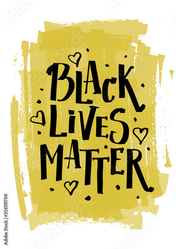 Black lives matter banner. Hand drawing inscription on the rights of black people. Vector illustration.