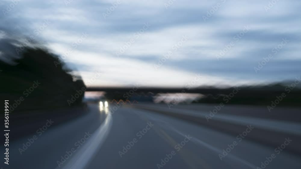Frankfurt, Germany - June 8, 2020: Timelapse of a ride on German highway A66 between Frankfurt and Wiesbaden Frankfurt, Germany - June 8, 2020: Timelapse of a ride on German highway A66 between Frankfurt and Wiesbaden