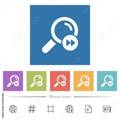 Find last search result flat white icons in square backgrounds