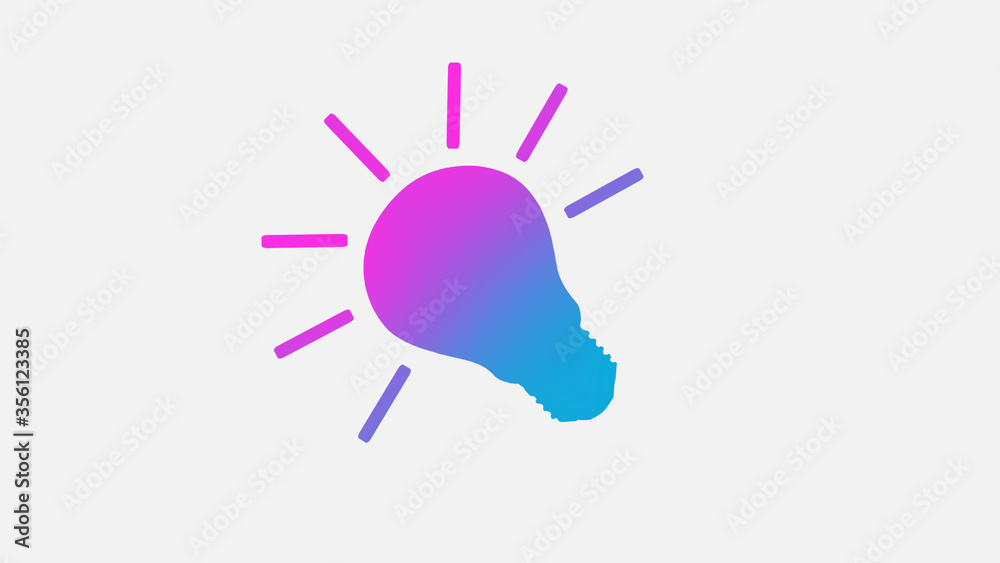 Amazing cyan and pink light bulb icon on white background,idea icons