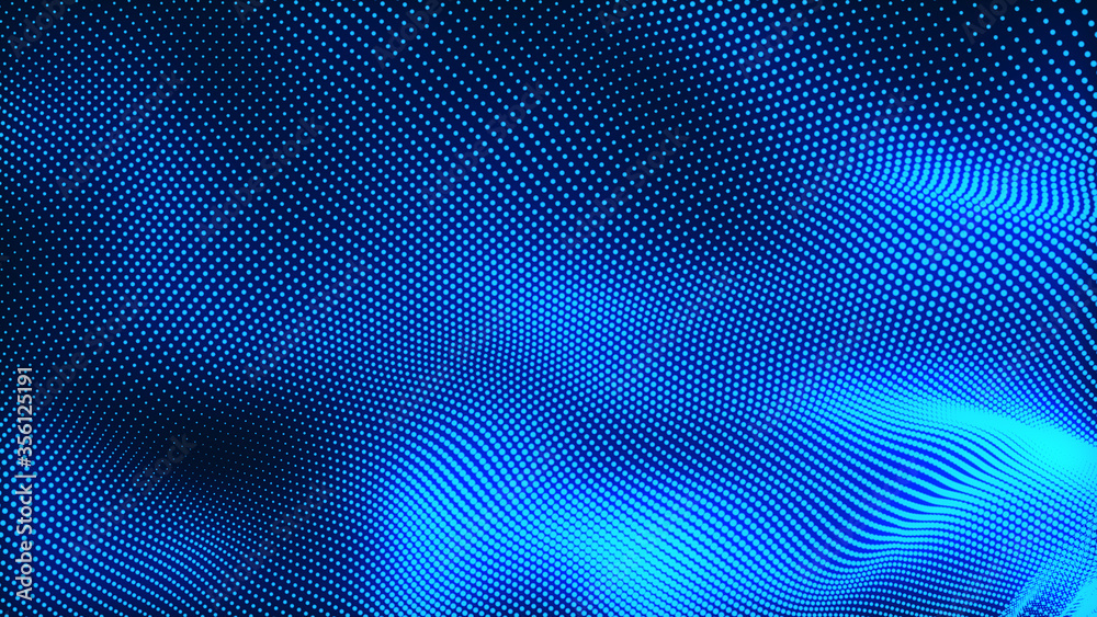 Dot white blue wave light screen gradient texture background. Abstract  technology big data digital background. 3d rendering.