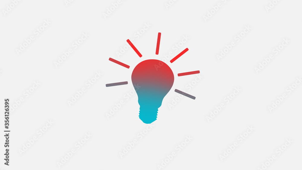 The best cyan and red light bulb icon,New bulb icon on white background The best cyan and red light bulb icon,New bulb icon on white background