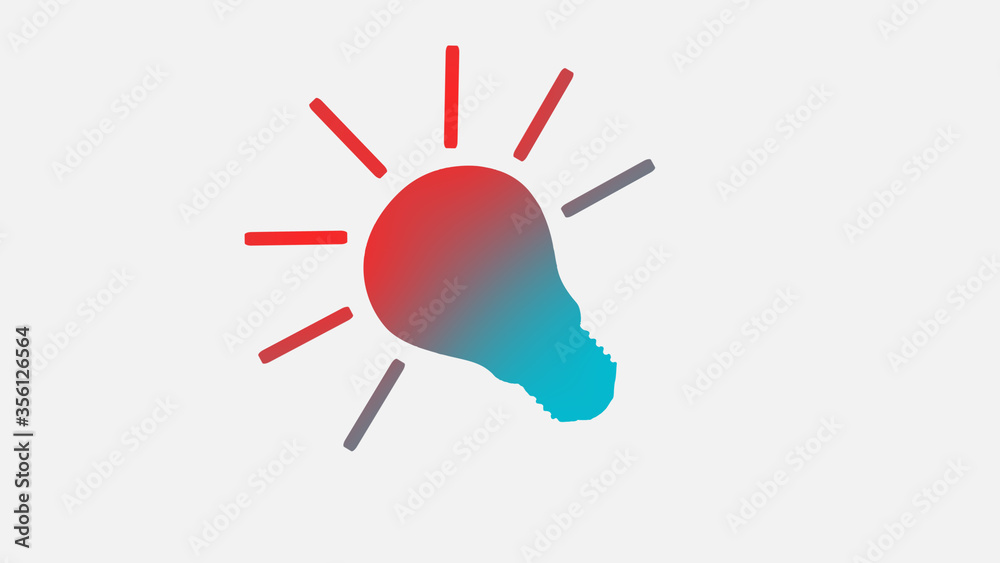 The best cyan and red light bulb icon,New bulb icon on white background The best cyan and red light bulb icon,New bulb icon on white background