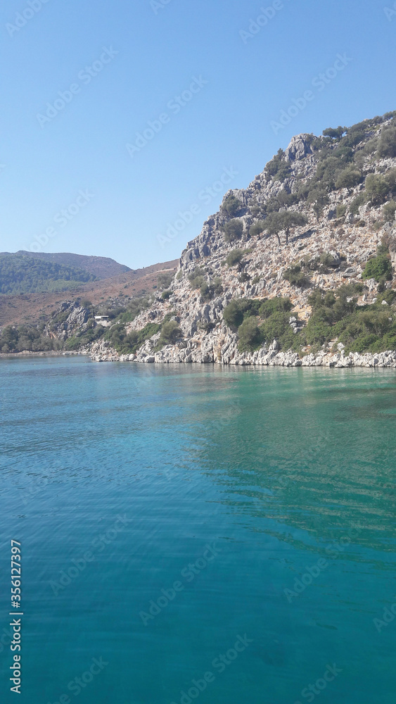 Sea and mountains landscape. Bay and Blue Lagoon Sea and mountains landscape. Bay and Blue Lagoon