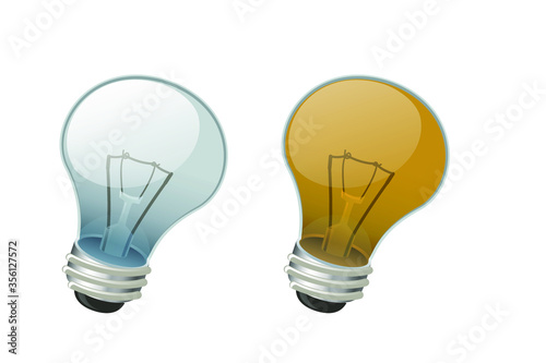 Colorful light bulb, lamp vector illustration, isolated on white background. 