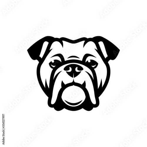 English bulldog face - isolated outlined vector illustration
