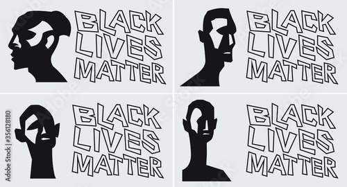 Vector social poster on the topic of tolerance in society. Graphic stylized people and the slogan "black lives matter." All elements are isolated