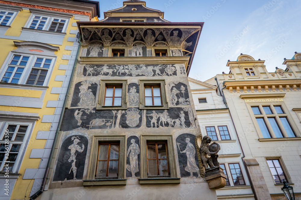 Fototapeta premium Facade Old house in Old Town Square. Prague