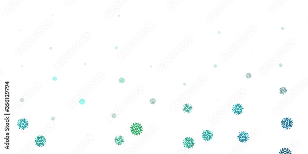 Light green vector background with christmas snowflakes.
