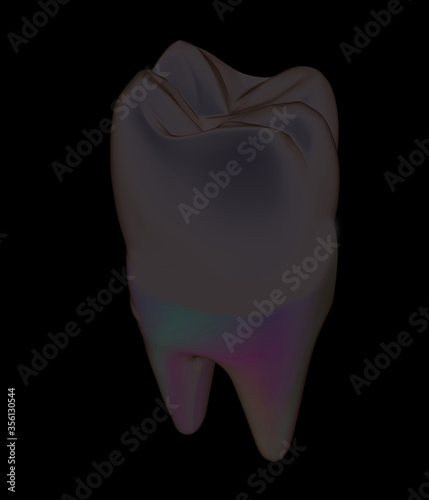 Tooth. 3d illustration. On a black background.