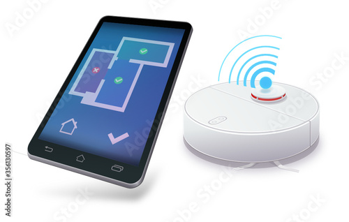 Commander le robot aspirateur avec un mobile (reflet)