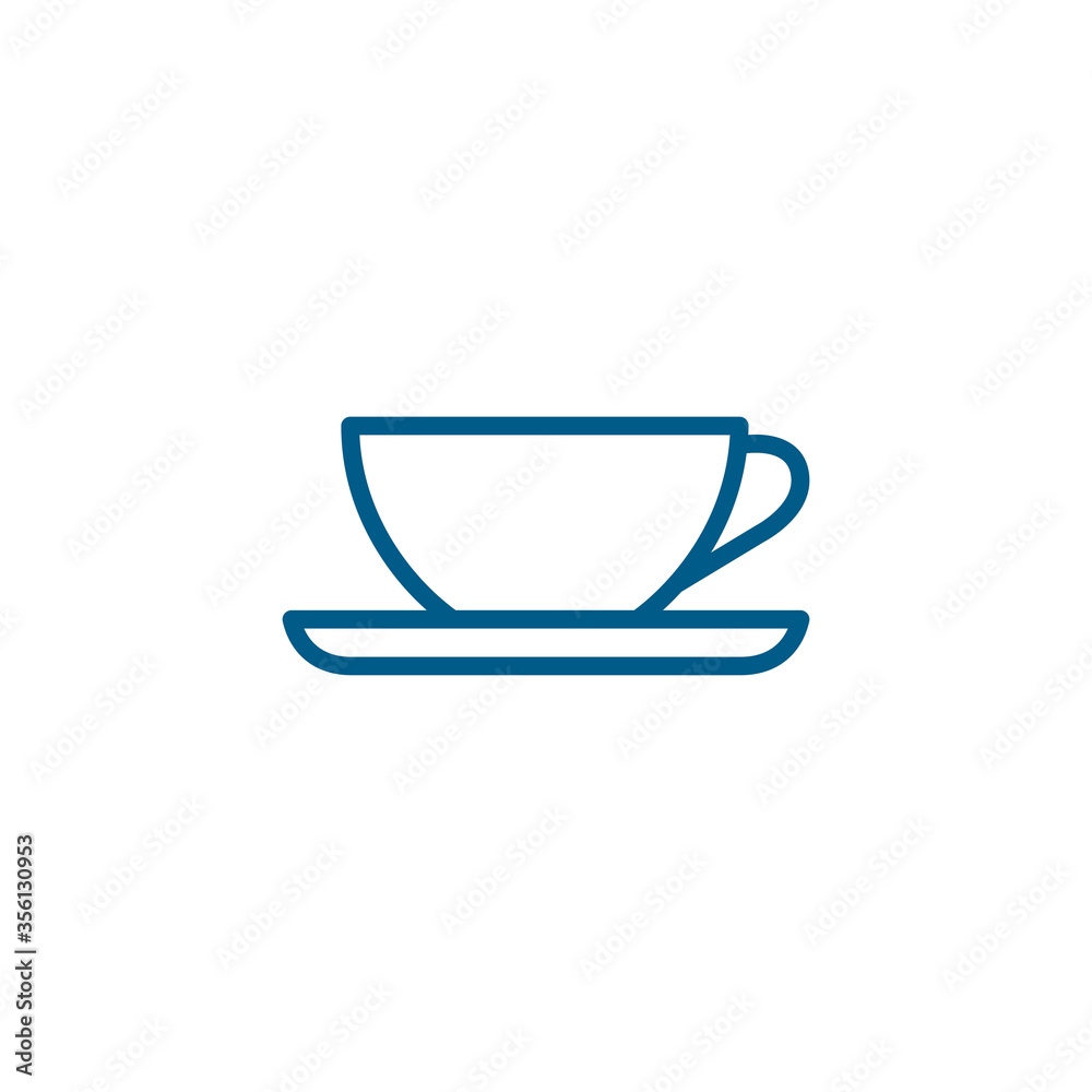 Empty Coffee Cup Line Blue Icon On White Background. Blue Flat Style Vector Illustration Empty Coffee Cup Line Blue Icon On White Background. Blue Flat Style Vector Illustration