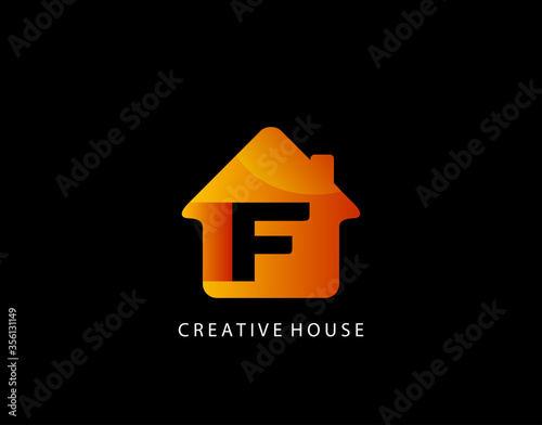 House F Letter Logo. Creative Icon Created From Negative Space of Initial F Combined With Minimalist House Shape Design. Perfect for modern real estate industry.