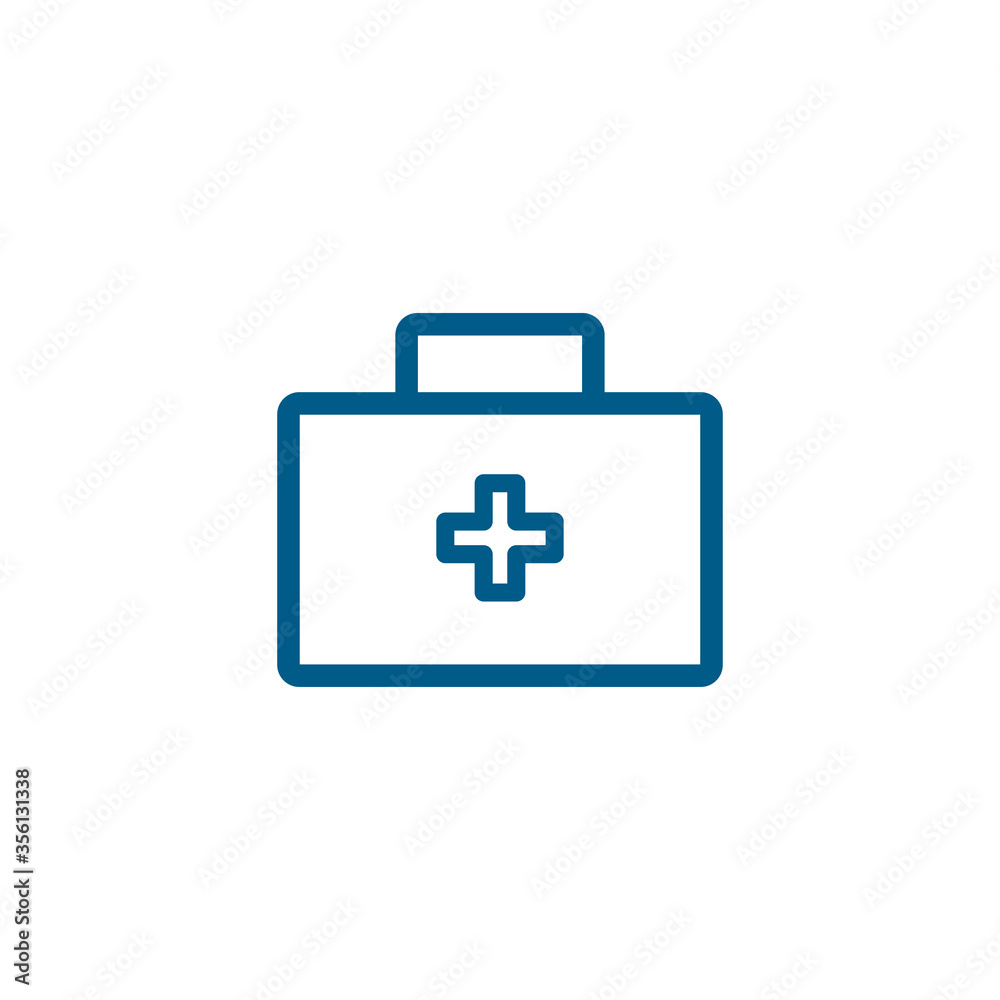 First Aid Box Line Blue Icon On White Background. Blue Flat Style Vector Illustration First Aid Box Line Blue Icon On White Background. Blue Flat Style Vector Illustration
