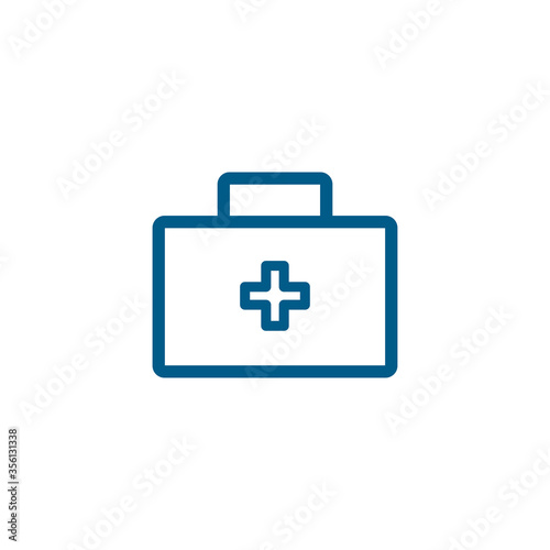 First Aid Box Line Blue Icon On White Background. Blue Flat Style Vector Illustration