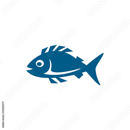 Fish Blue Icon On White Background. Blue Flat Style Vector Illustration