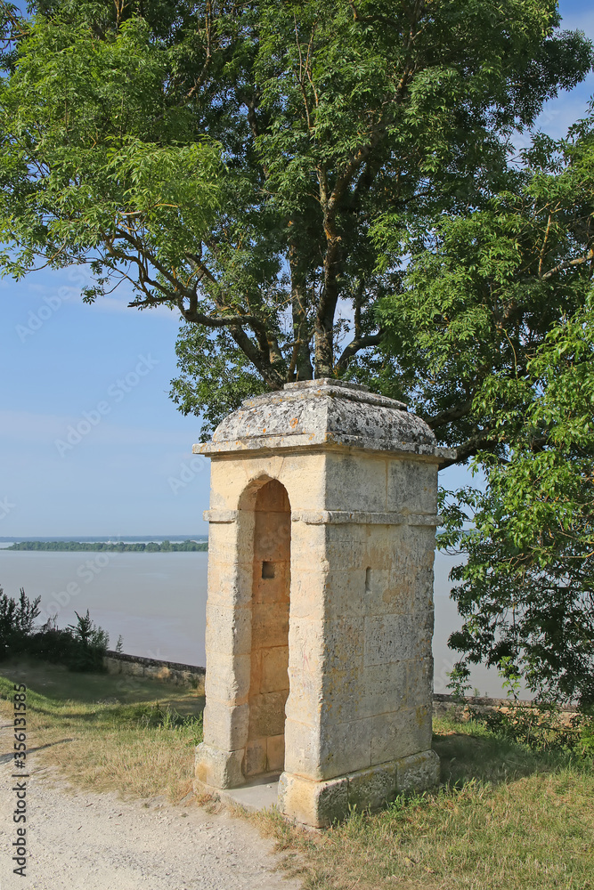 Traditional stone look out post buildings inside the citadel of Blaye, Gironde department in Nouvelle- Aquitaine in southwestern France.