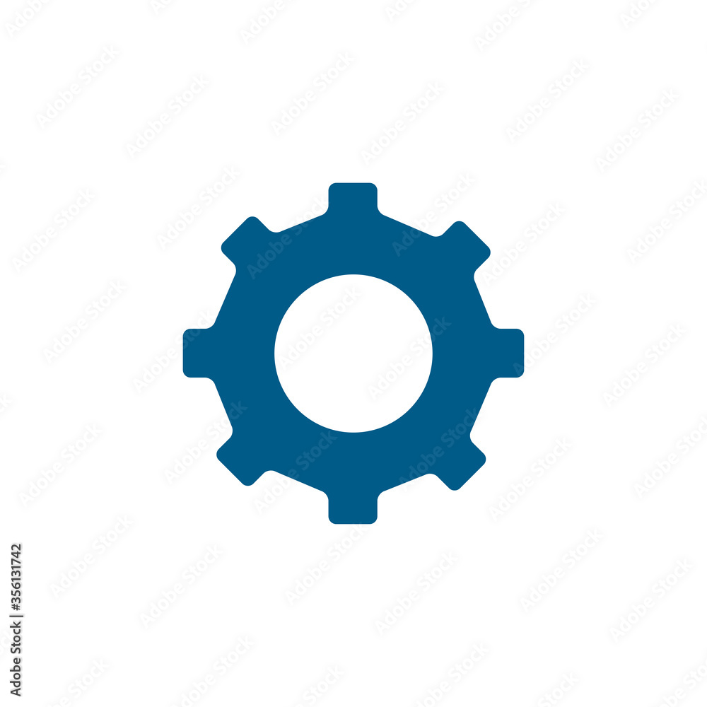 Gear Blue Icon On White Background. Blue Flat Style Vector Illustration