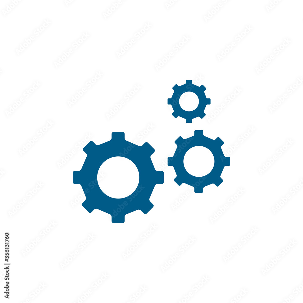 Gear Blue Icon On White Background. Blue Flat Style Vector Illustration