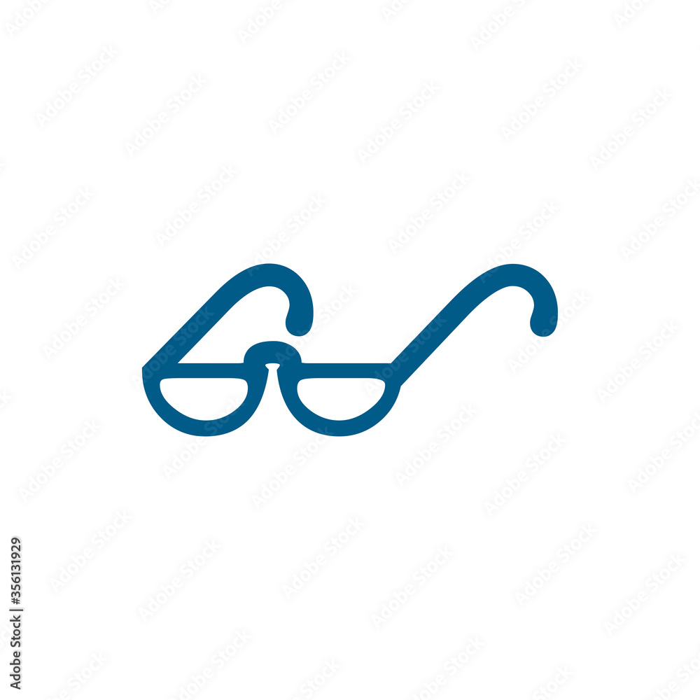 Glasses Blue Icon On White Background. Blue Flat Style Vector Illustration Glasses Blue Icon On White Background. Blue Flat Style Vector Illustration