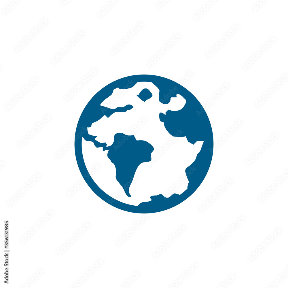 Globe Blue Icon On White Background. Blue Flat Style Vector Illustration