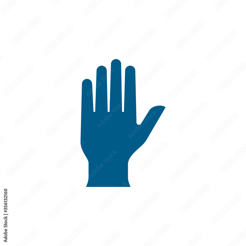 Hand Blue Icon On White Background. Blue Flat Style Vector Illustration Hand Blue Icon On White Background. Blue Flat Style Vector Illustration