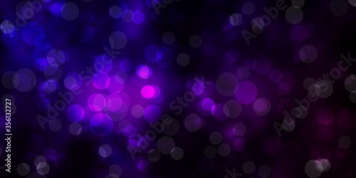 Dark Purple vector background with circles. Modern abstract illustration with colorful circle shapes. Pattern for business ads.