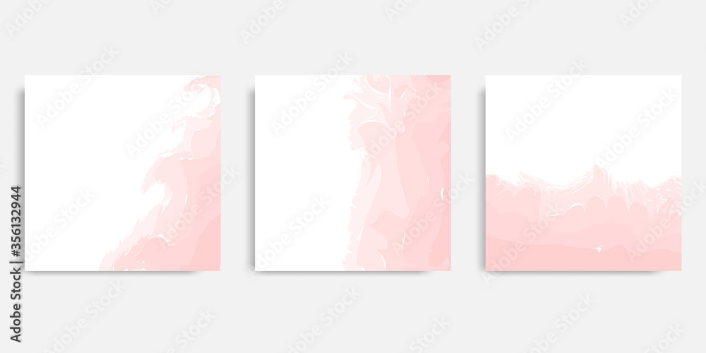 Minimalist design background in soft pink pastel peach color. Vector illustration, square abstract brush water color banner template for social media post and cover.