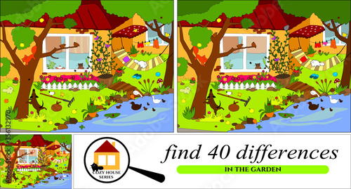 Vector cartoon illustration from "Cozy House" series of finding differences.