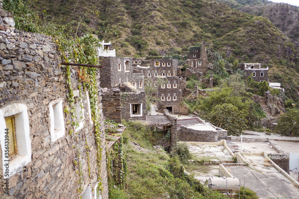 Panorama of beautiful historical houses in Rijal Almaa heritage village