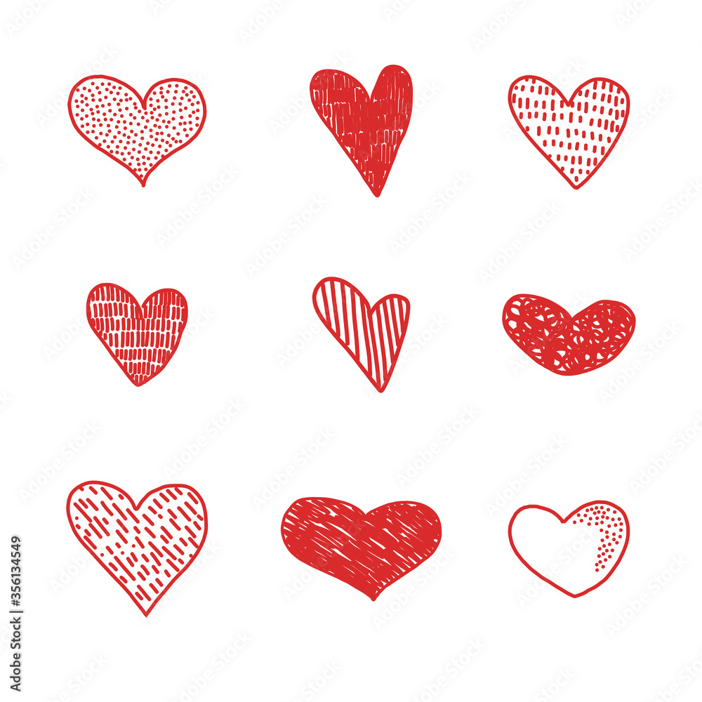 Set line illustration for hearts. Simple drawing vector illustrations. Set line illustration for hearts. Simple drawing vector illustrations.