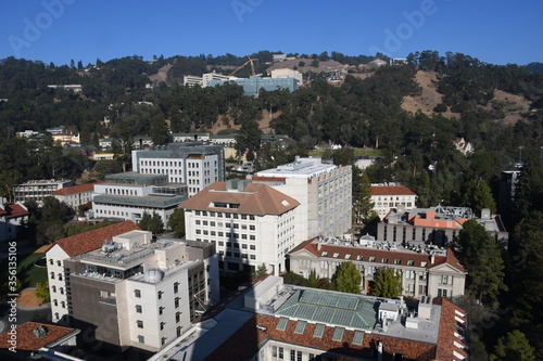 View of Berkeley and its hills from the top of the Campanile photo