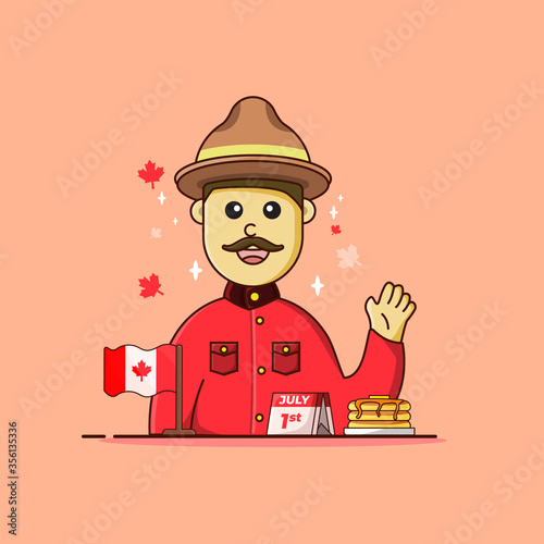 design character canadian ranger with pancake and flag canada