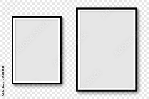 Photo frames. Collection Photo frames, isolated. Template mockup photo frame different shapes. Transparent background. Vector illustration