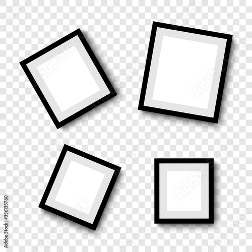 Photo frames. Collection Photo frames, isolated. Template mockup photo frame different shapes. Transparent background. Vector illustration
