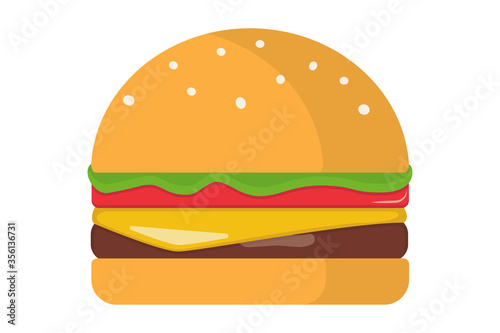 Burger on white background. Street food. Fast Food. Vector illustration. Sandwich
