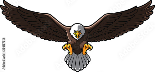 Vector Cartoon Bald Eagle With Spreaded Wings